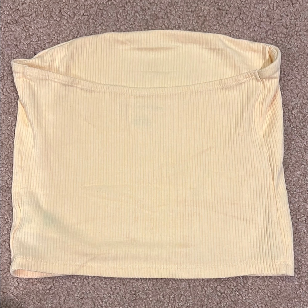 Yellow Ribbed Tube Top - Picture 3 of 3